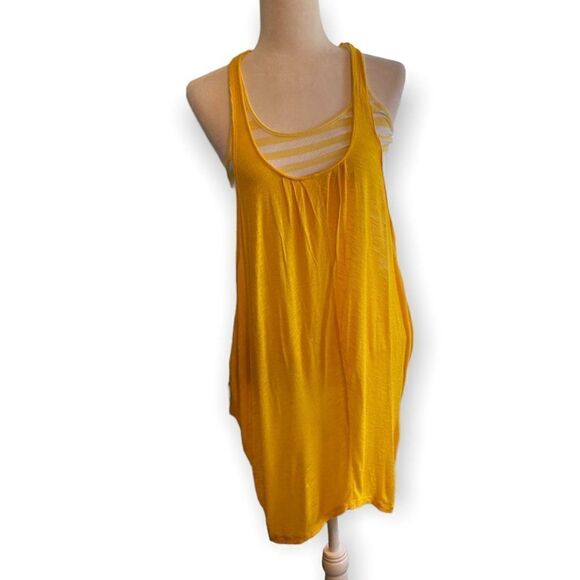 American Dream Yellow Tank Top Raceback Top SZ S - Picture 1 of 10